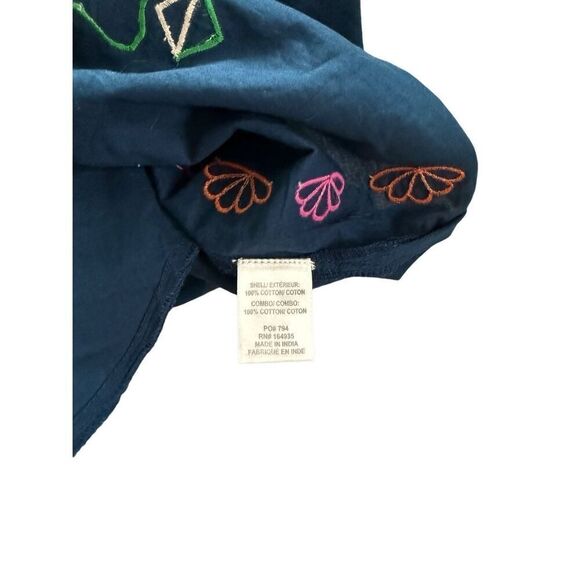Frances Valentine Womens Blue Embroidered Floral Mini Shift Tunic Dress Medium - Picture 5 of 11